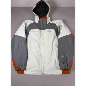 The North Face HyVent Mens XL Full Zip Hooded Ski Snowboard Jacket White Gray